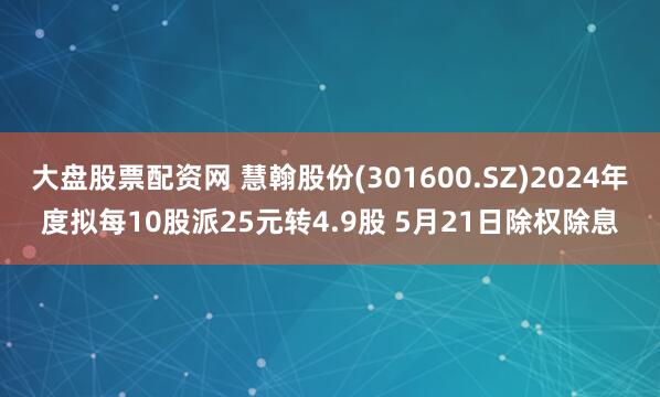 大盘股票配资网 慧翰股份(301600.SZ)2024年度拟每10股派25元转4.9股 5月21日除权除息